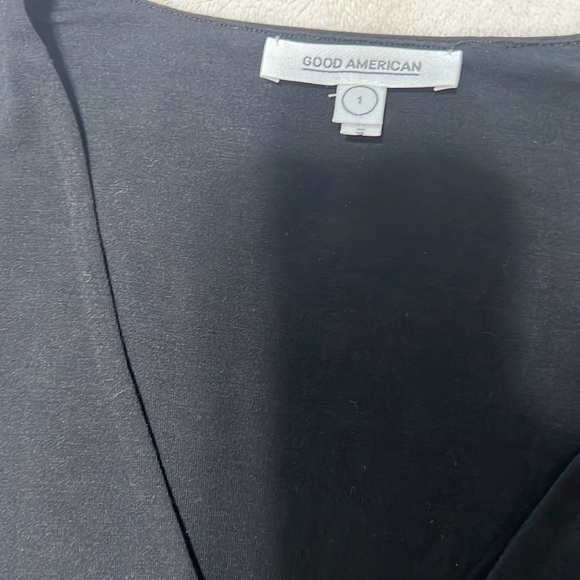 Good American Low Down Ruched V-Neck Mini Dress — Size 1 (S) — NWOT - Picture 5 of 9